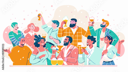 Diverse Group of Friends Enjoying a Celebration with Drinks