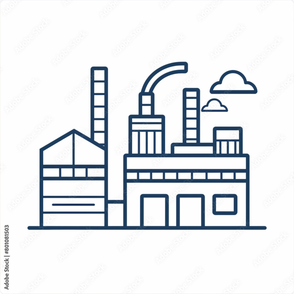 Simple factory line icon. Stroke pictogram. Vector illustration isolated on a white background. Vector sign for mobile app and web sites. Simple factory line icon. Stroke pictogram. Vector illustration isolated on a white background. Vector sign for mobile app and web sites.