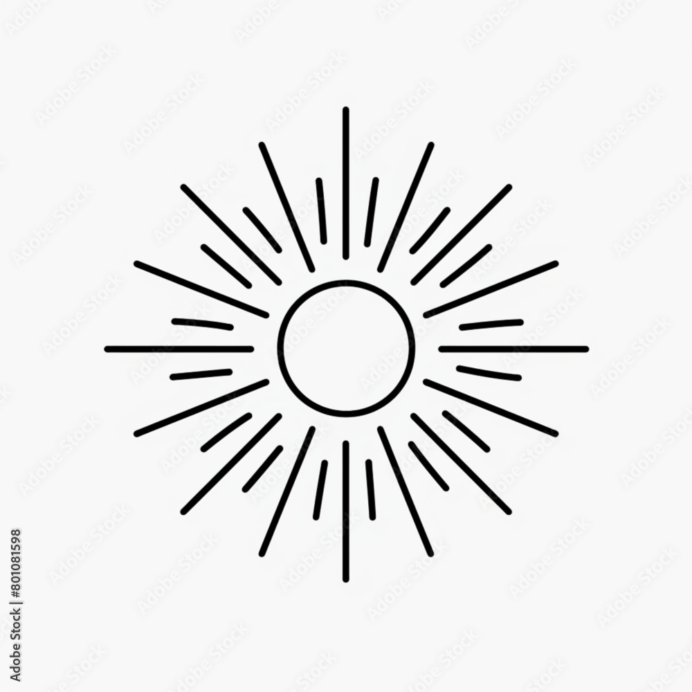 sun icon. black line brightness symbol isolated on white background. vector illustration sun icon. black line brightness symbol isolated on white background. vector illustration
