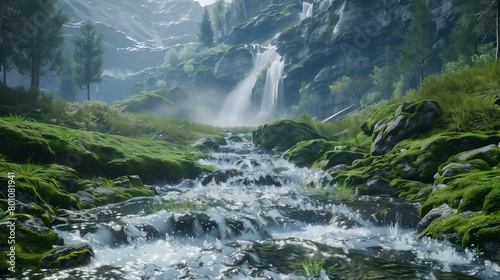 waterfall in the mountains