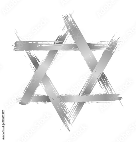 jews david star in paintbrush stroke style - silver gradient