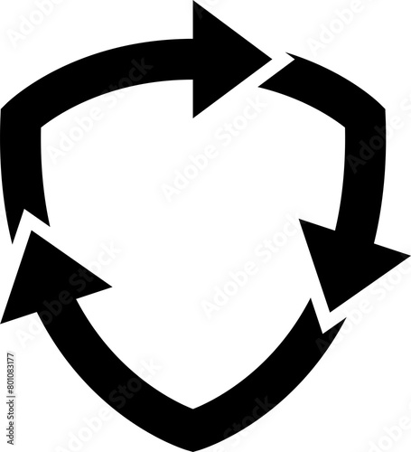 Triple circular arrow, continuous loop emblem or recycling symbol, vector icon. photo