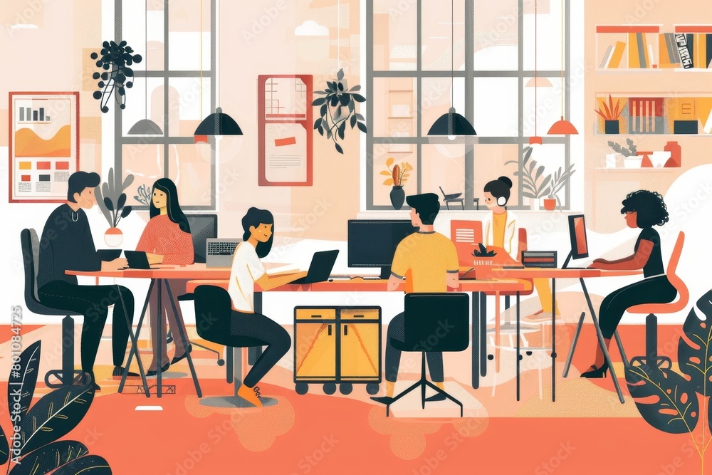 Creative people working in office on computer, Generative AI Creative people working in office on computer, Generative AI