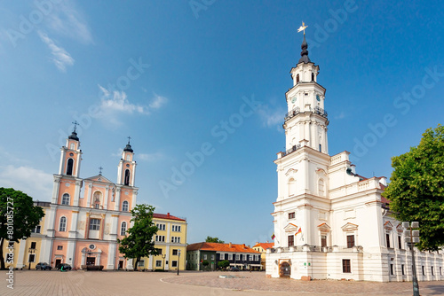Kaunas town hall square and church of St. Francis Xavier, Lithuania 