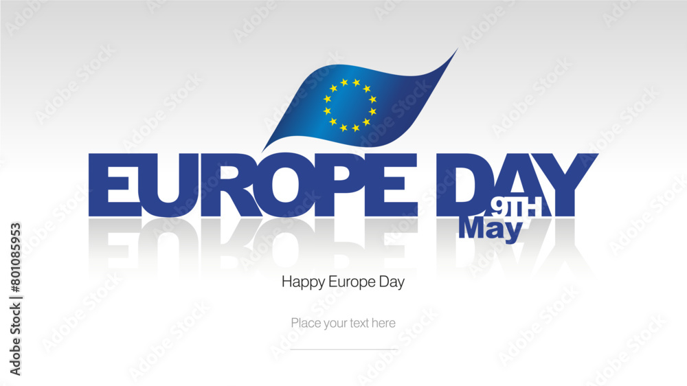 Europe Day flag label icon banner greeting card Europe Day flag label icon banner greeting card
