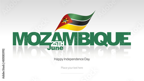 Mozambique Independence Day flag label icon banner greeting card