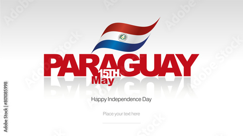 Paraguay Independence Day flag label icon banner greeting card