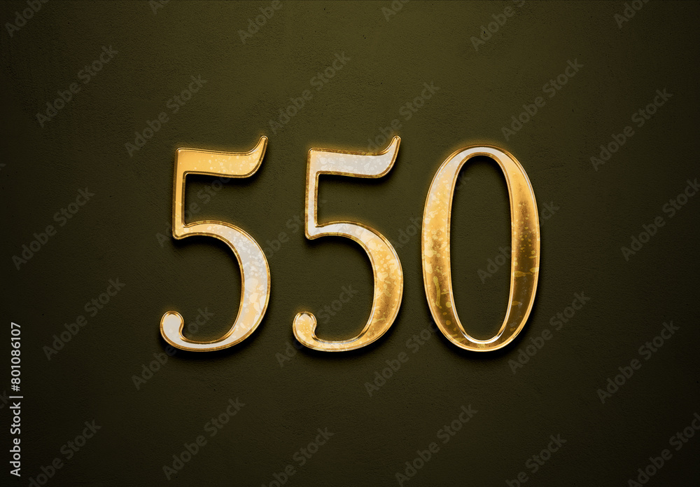Old gold effect of 550 number with 3D glossy style Mockup. Old gold effect of 550 number with 3D glossy style Mockup.