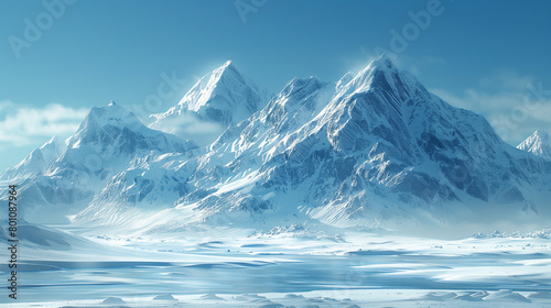 landscape of snow field and mountain