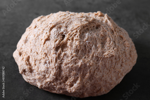 Fresh sourdough on grey table, closeup view