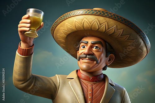 Brindis Revolucionario: Pancho Villa Celebra el Cinco de Mayo en 3D photo