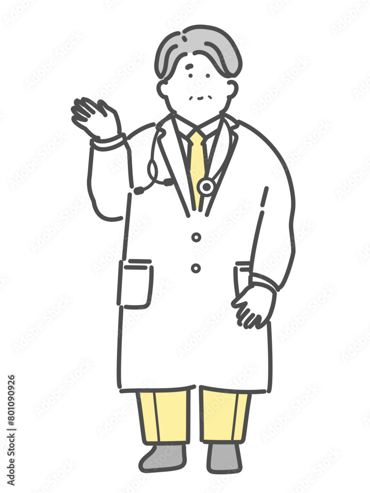 説明をする男性医師のイラスト 説明をする男性医師のイラスト