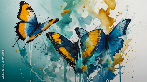 Oil painting , beautiful butterfly. 