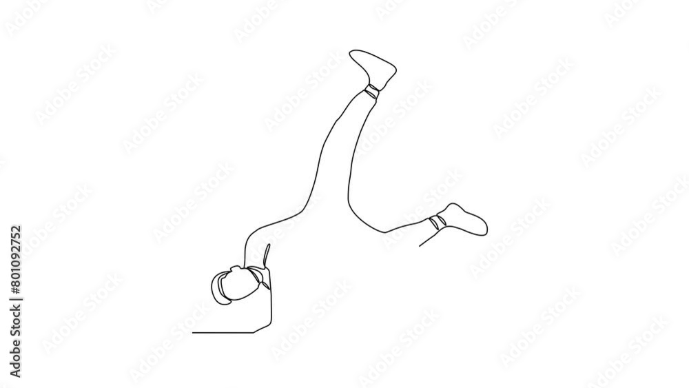 Animated self drawing of a breakdancing people video design illustration. Breakdancing consists of four main elements : Top rock, Down rock, Power moves and Freezes. Breakdancing video design concept.
