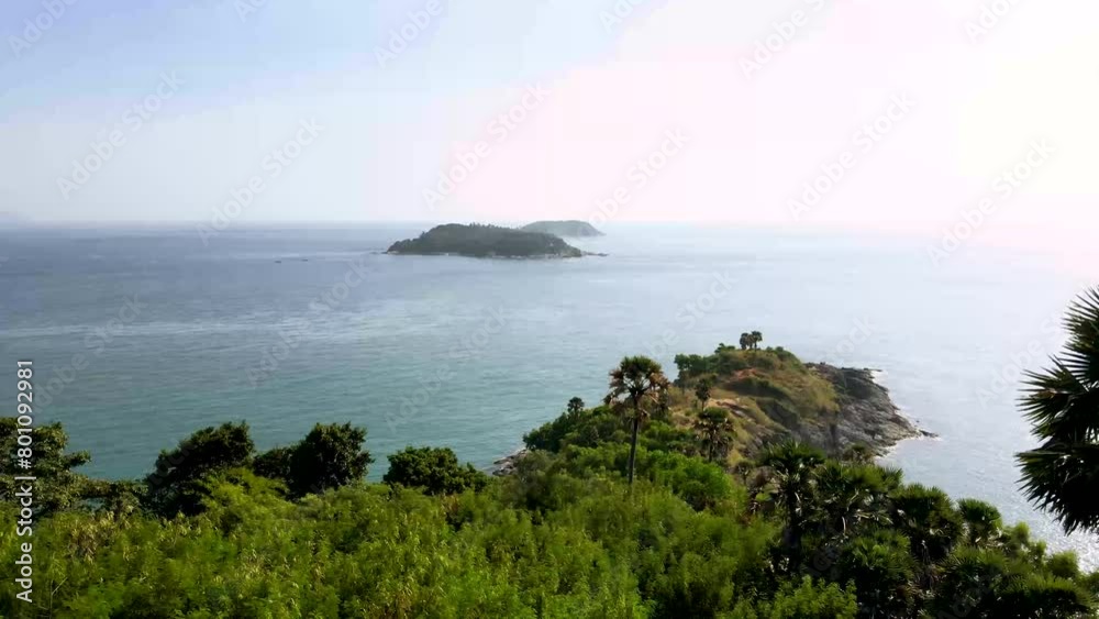 Phuket Best View Point Sunset Phrom Thep Cape Thailand evening aerial top view amazing perfect nature hit the rock around island. green forest peaceful. green sea, landscape. Phuket Best View Point Sunset Phrom Thep Cape Thailand evening aerial top view amazing perfect nature hit the rock around island. green forest peaceful. green sea, landscape.