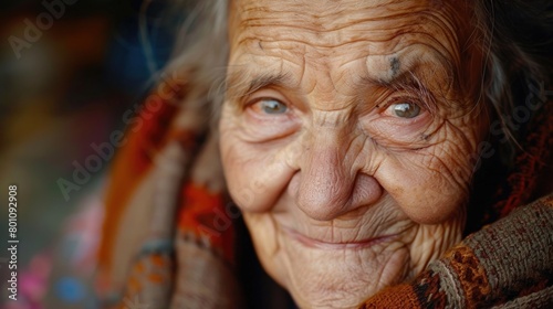 Elder Woman Portrait: Happy Senior Grandmother in Joyful Elderly People Image