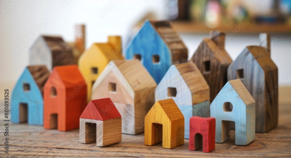 Abstract Houses: A Diverse Neighborhood of Tiny Wooden Toy Homes