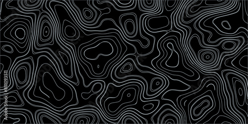 Wave paper curved relief background. Blank topographic contour map subtle. Vector geographic contour map design in black background.