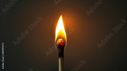 flame of wooden match on black background