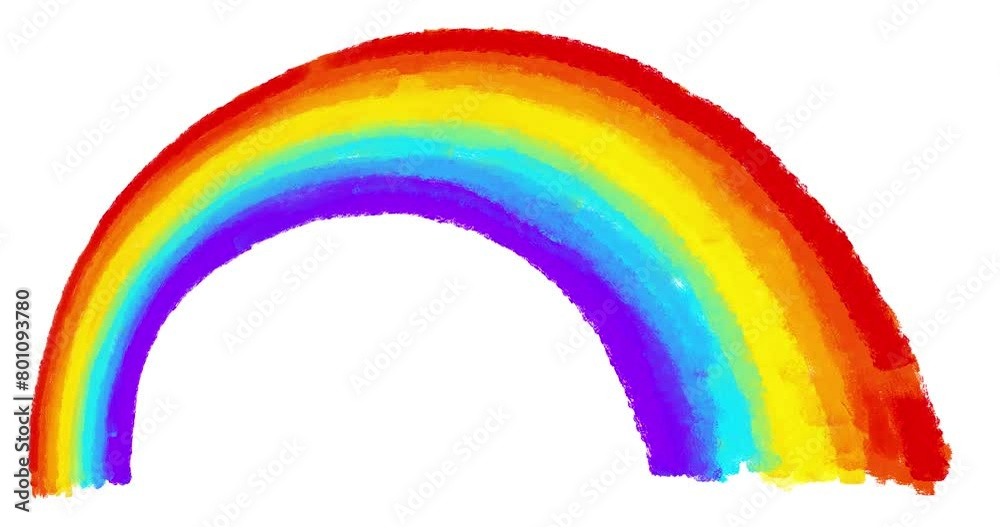 Rainbow perspective drawing animated cartoon isolated white background. In, stop, out hand drawn with cute texture animation. Crazy doodle cartoon style frame by frame classic old style animation.