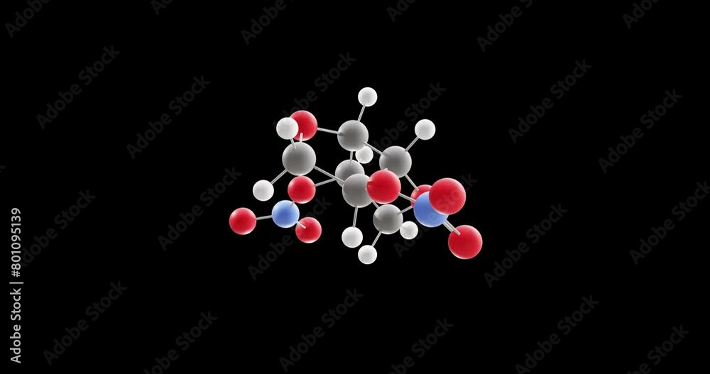 isosorbide dinitrate molecule, rotating 3D model of nitrates and ...