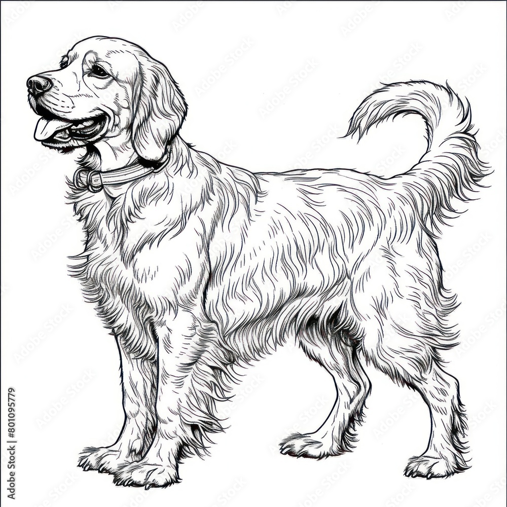 English Setter dog drawing Coloring book page English Setter dog drawing Coloring book page