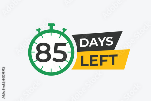 85 days to go countdown template. 85 day Countdown left days banner design. 85 Days left countdown timer