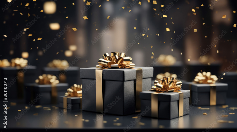 Present boxes holiday background with copy space. Gifts with bow pile Present boxes holiday background with copy space. Gifts with bow pile
