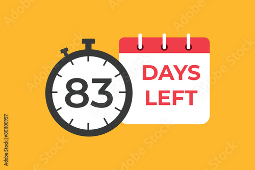 83 days to go countdown template. 83 day Countdown left days banner design. 83 Days left countdown timer