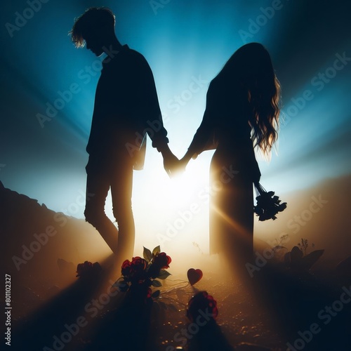 Heartfelt Embrace: Silhouette of a Couple at Golden Hour