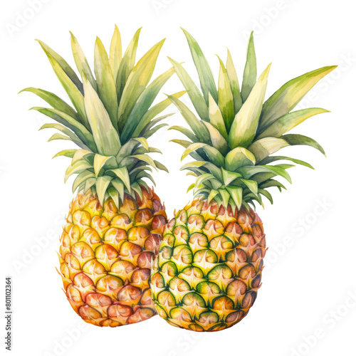 Pineapple Isolated Detailed Watercolor Hand Drawn Painting Illustration