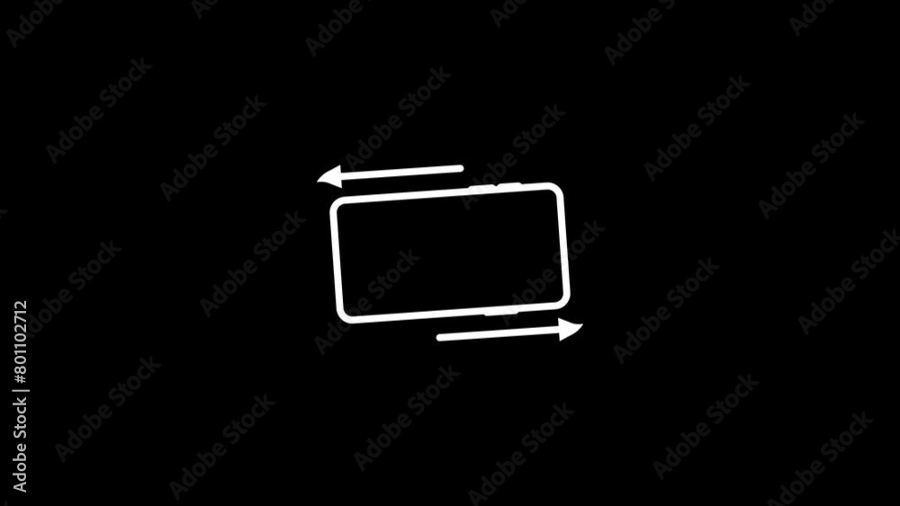 Phone Rotation from Vertical to Horizontal or Reverse. Turn and Rotate Your Device Smartphone Icon Animation in Black Background.