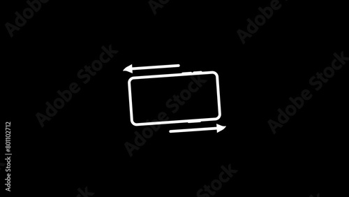 Phone Rotation from Vertical to Horizontal or Reverse. Turn and Rotate Your Device Smartphone Icon Animation in Black Background.