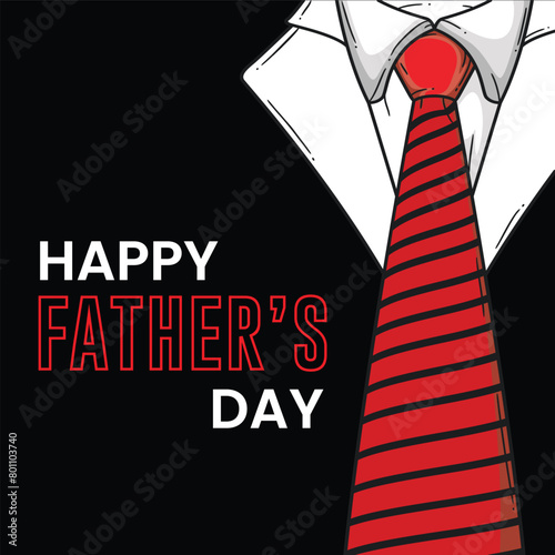 Happy Fathers Day, background with red tie, coat and white shirt. 
