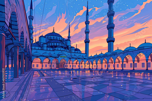 Sultan Ahmed Mosque - Istanbul Skyline Illustration