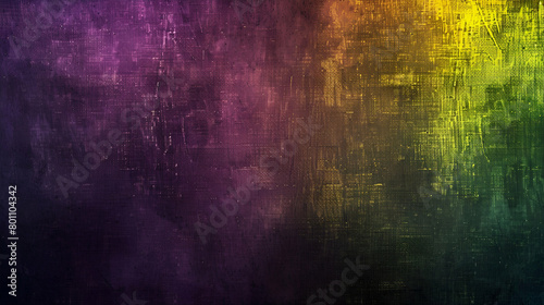 Abstract dark retro poster header banner backdrop design with purple, green, and yellow grainy gradient background