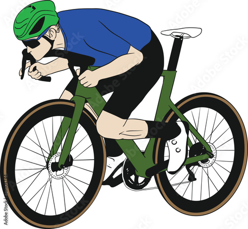 vector cycling bicycle rider athlete wearing sunglasses on road bike coloring silhuotte drawing helmet racing tour

