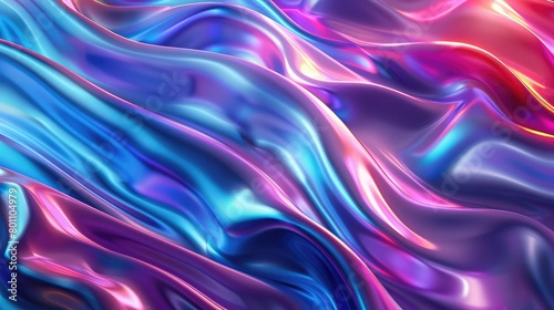 Fluid colors mixing glowing neon wave background, holographic texture ,Modern abstract wavy background wallpaper, Neon glowing, Glossy metallic surface with flowing curves