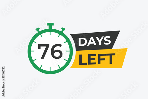 76 days to go countdown template. 76 day Countdown left days banner design. 76 Days left countdown timer