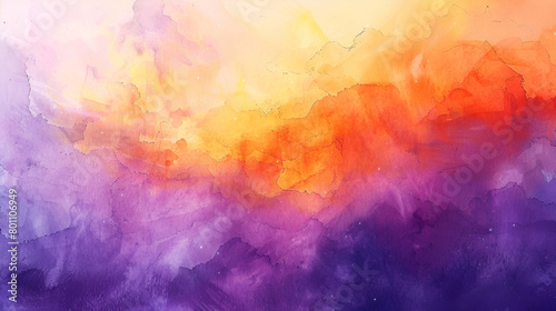 abstract watercolour background with orange, purple, and sunset skies