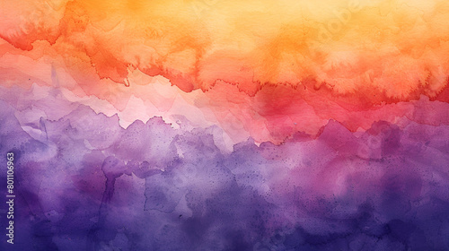 abstract watercolour background with orange, purple, and sunset skies