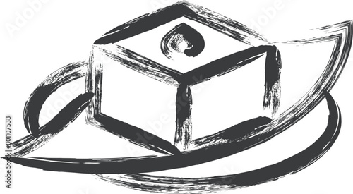 ミニミニ筆書き飲食物イラスト　豆腐