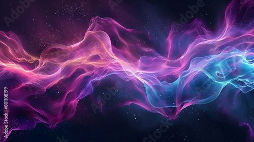 Banner website header design in purple, pink, and blue abstract dynamic colour flow wave with a gritty black background.