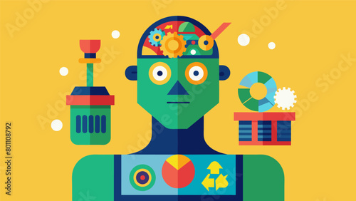 A sculpture made entirely out of recycled materials highlighting the unique and creative ways neurodivergent artists can process and express their. Vector illustration