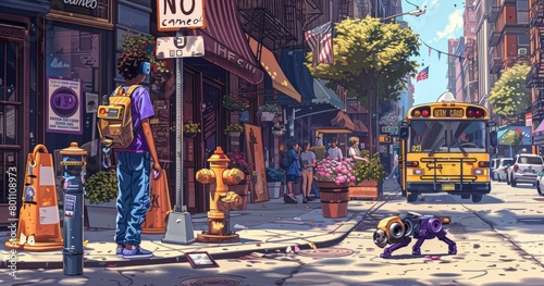 robot dog in the city