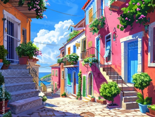 Fototapeta Naklejka Na Ścianę i Meble -  houses in island city