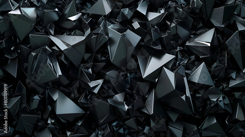 broad panoramic polygonal, faceted texture, macro panorama, abstract black crystal background
