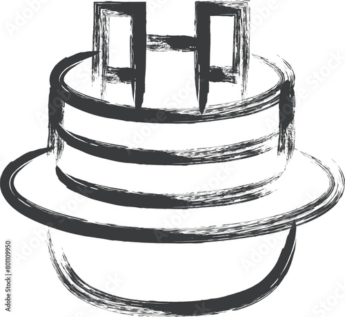 ミニミニ筆書き飲食物イラスト　鉄釜