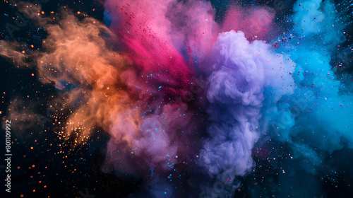 coloured powder explosion against a dark background