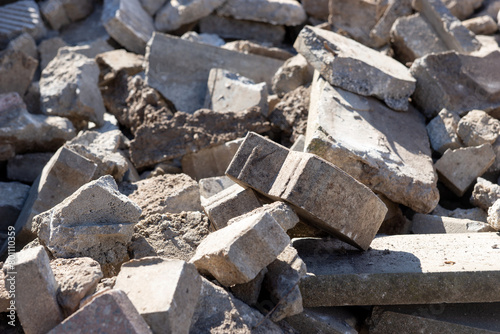 Close-up of crushed construction rubble